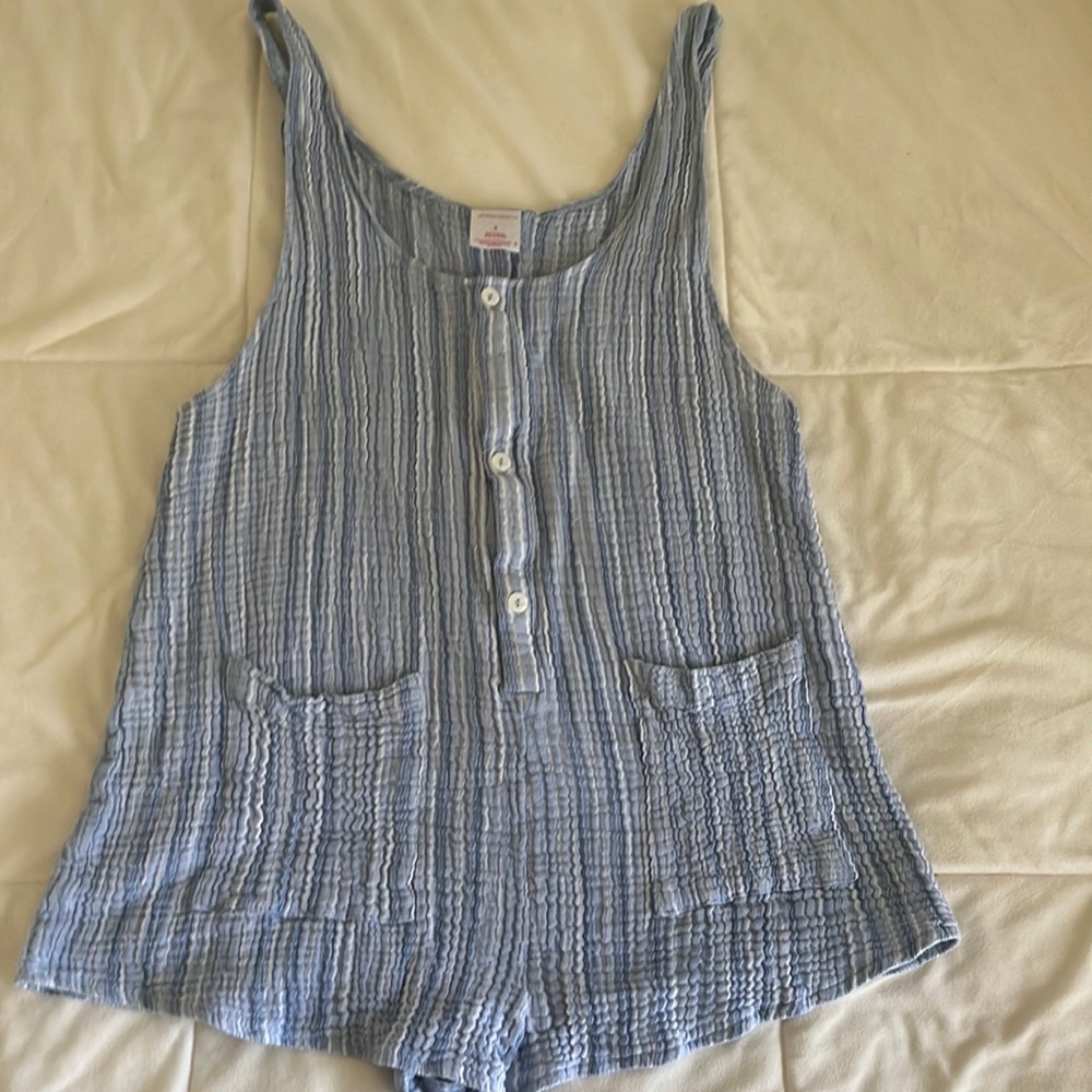Blue striped romper